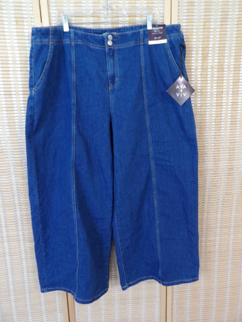 NWT Women Ava & Viv Size 20 High-Rise Tailored Cropped Wide Leg Jeans - Picture 4 of 7